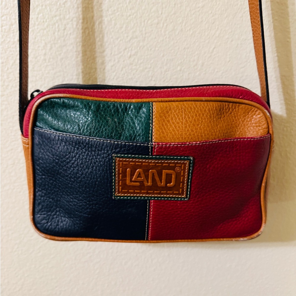 LAND Colorblock Leather Crossbody Bag